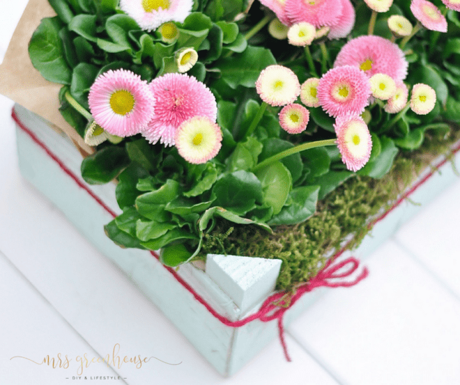 Blumengrüße in der Obstkiste - Frühlings-Upcycling-DIY