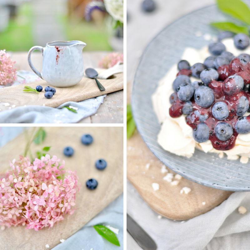 Pavlova mit Blaubeeren