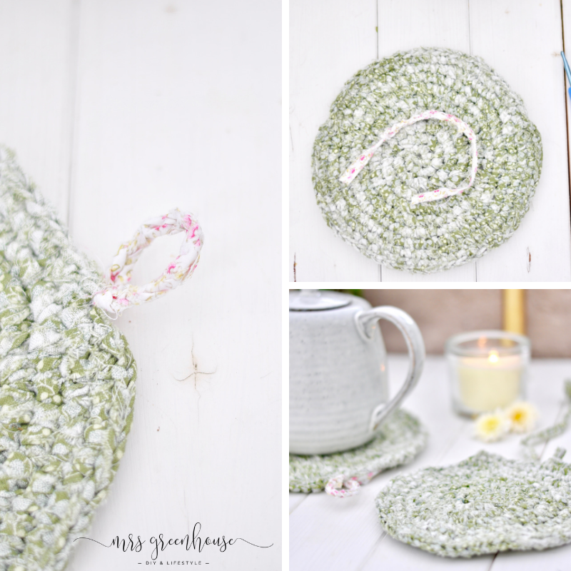 DIY- Gehäkelter Untersetzer aus recycelten Stoffen