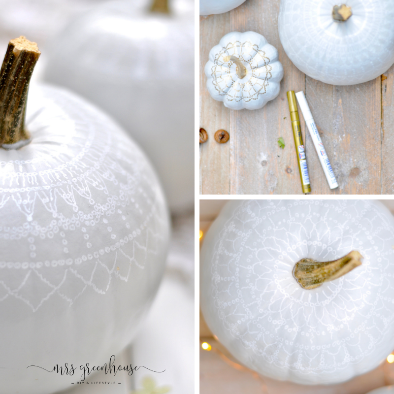 Kürbis-DIY mit Spitzenmuster