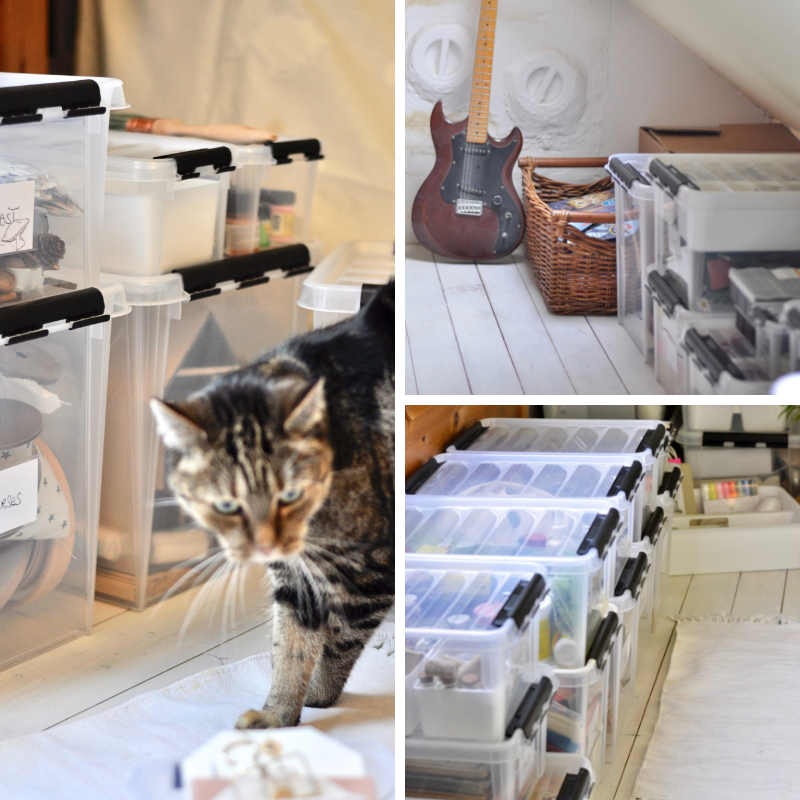 Dachboden aufgeräumt mit Ordnungsboxen