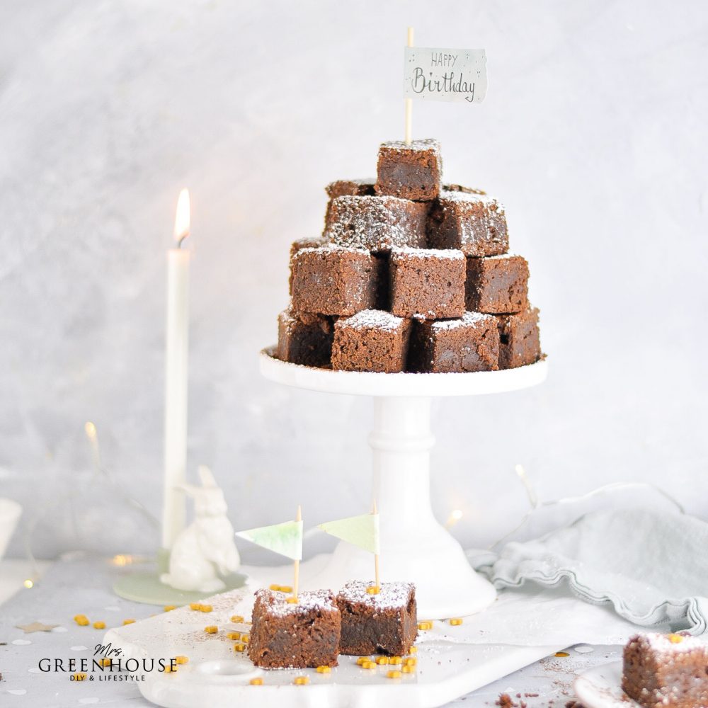 Schokoladen Brownies Rezept und DIY Cake Topper