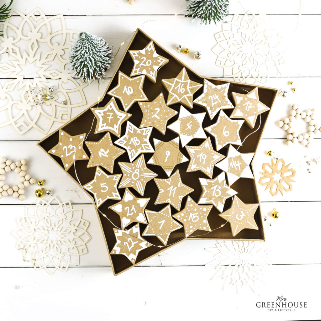 Adventskalender Stern verzieren