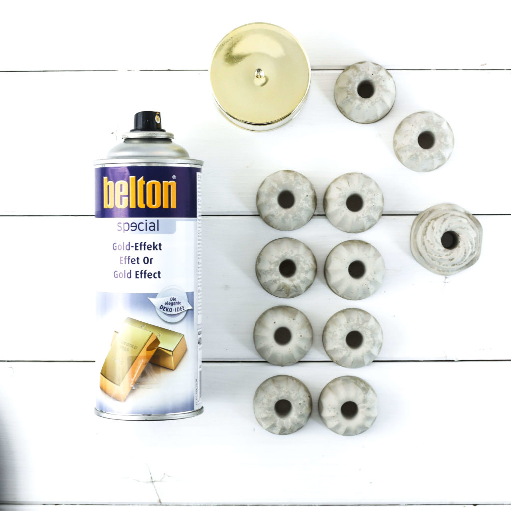Beton Kerzenständer mit Goldlack besprühen