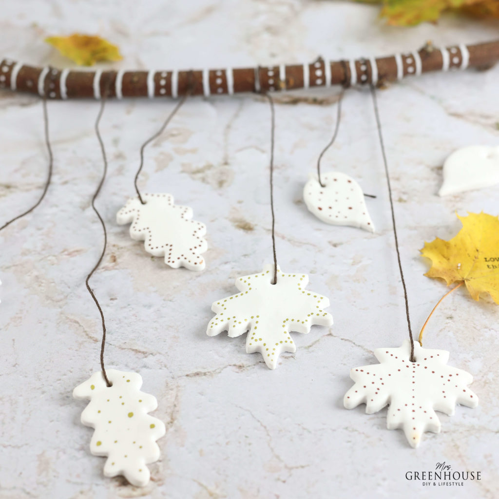 Herbst Mobile aus Fimo Blättern