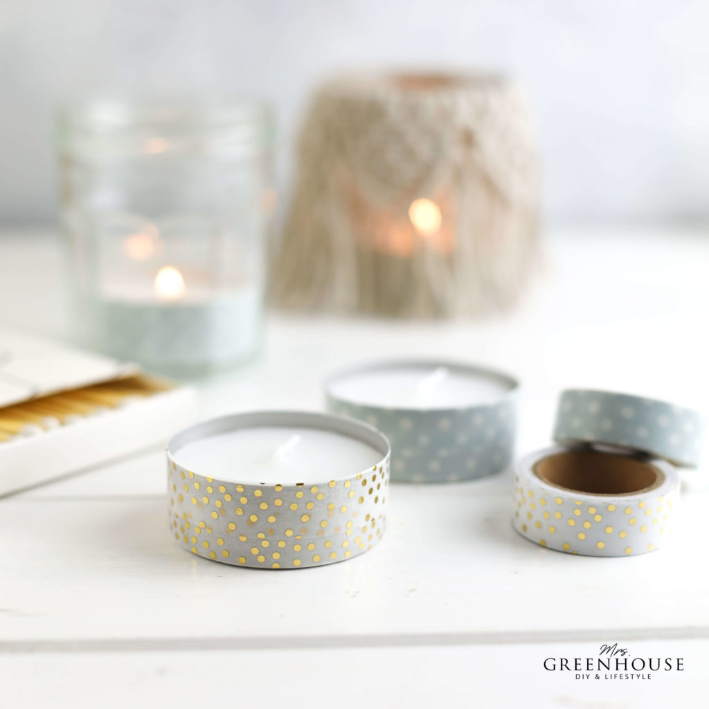 Teelichter mit Washitape bekleben
