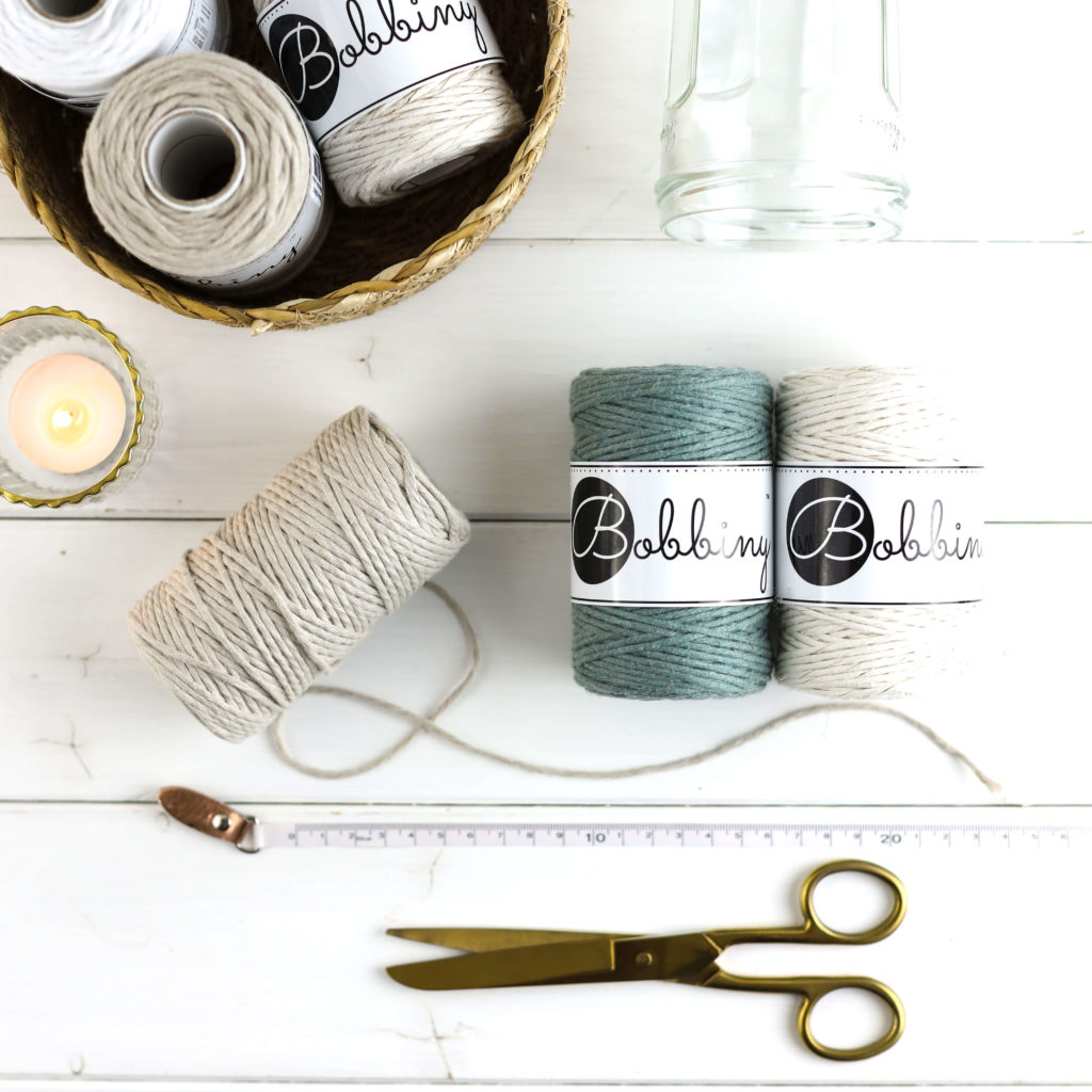 Material für Makramee Windlicht