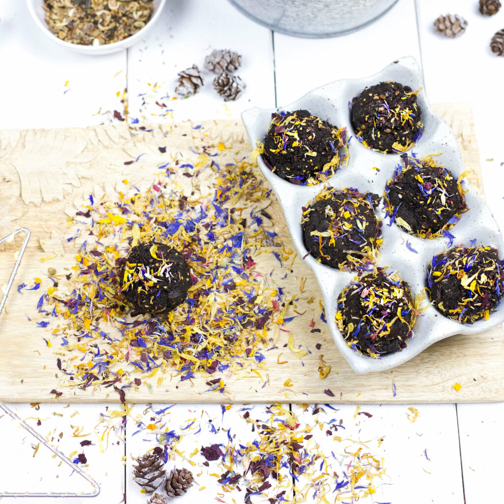 Seedbombs mit getrockneten Blüten