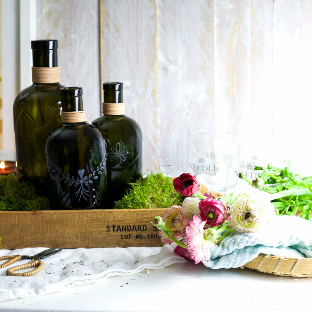 Frühlingsdeko mit Flaschen