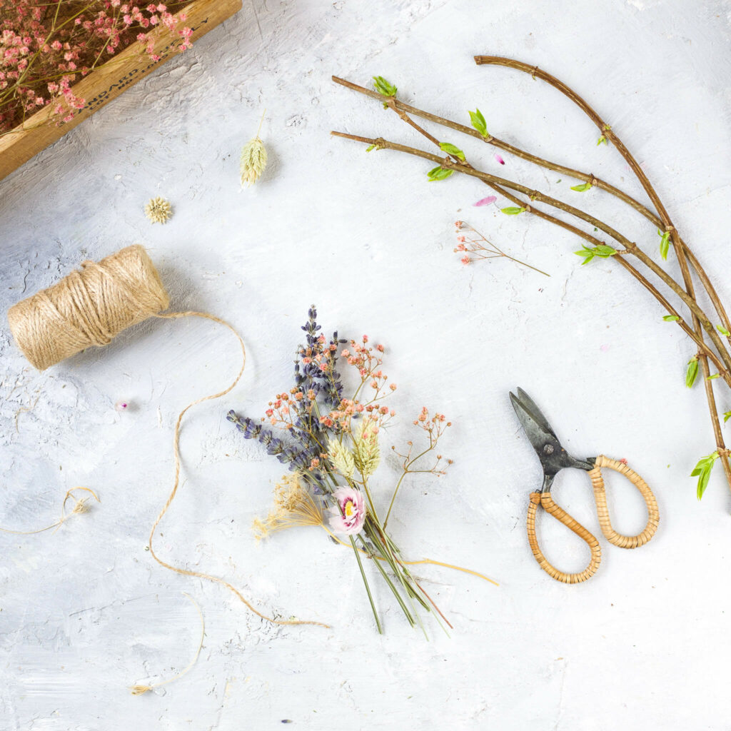 Blumenkranz Serviettenringe aus Trockenblumen