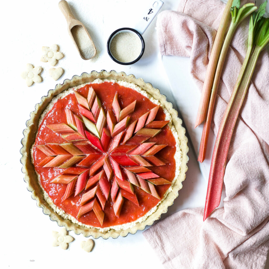 Rautenmuster für Rhabarbertarte