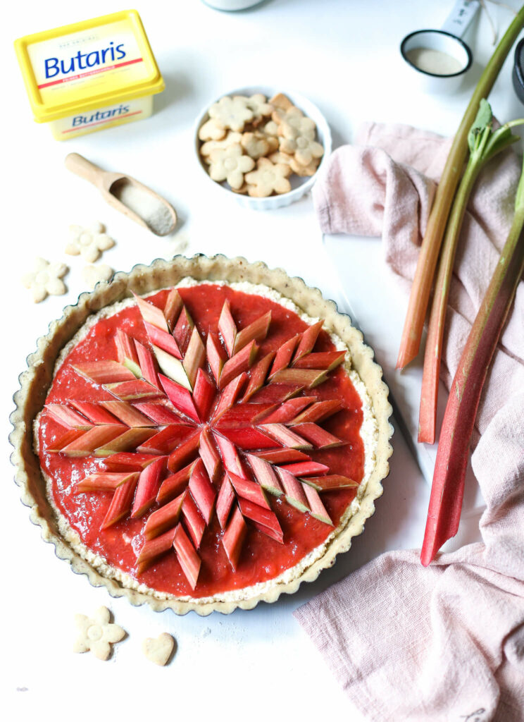 Rautenmuster für Rhabarbertarte