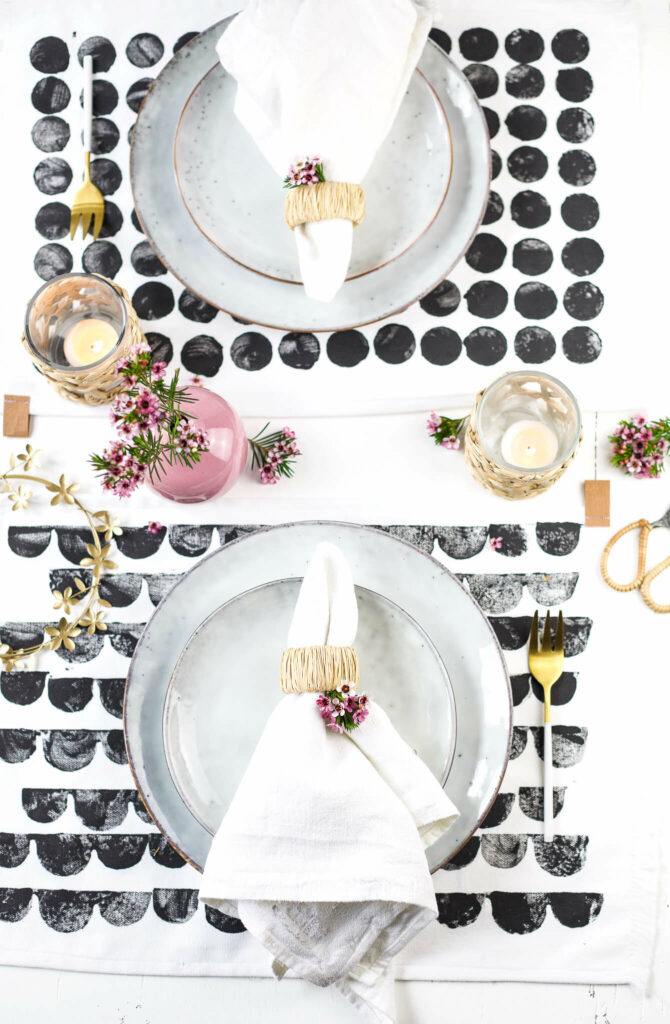 Tischset bestempeln im Skandi look