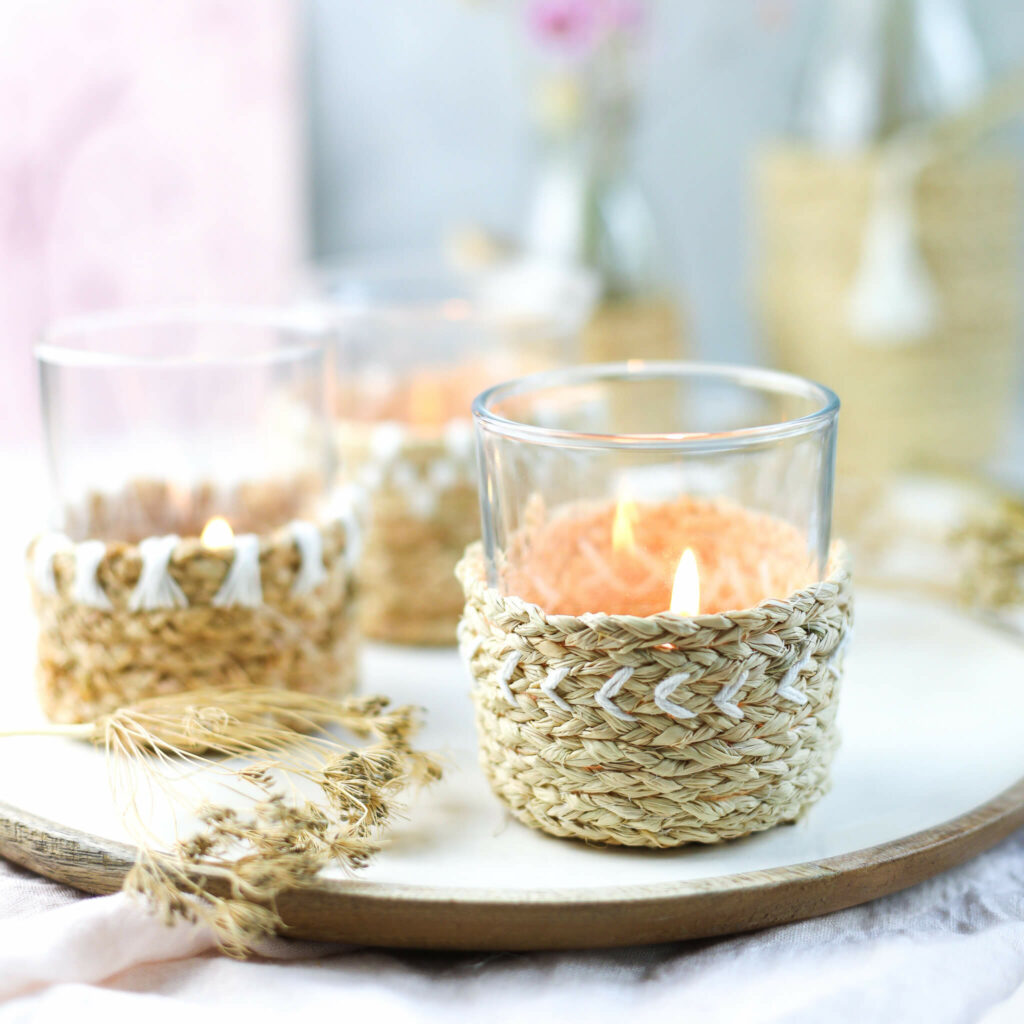 Windlicht aus Naturbast