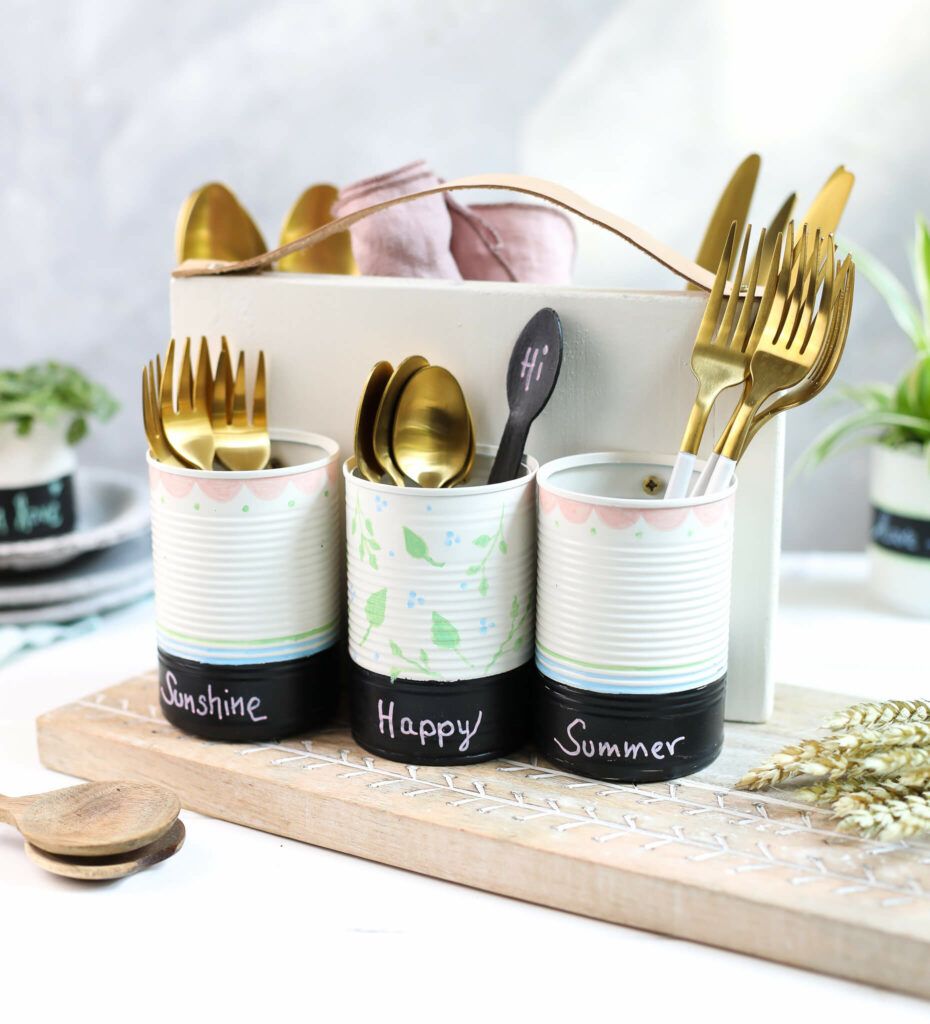 DIY Besteckhalter aus Konserendosen selber machen