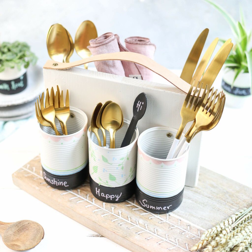 DIY Besteckhalter aus Konservendosen
