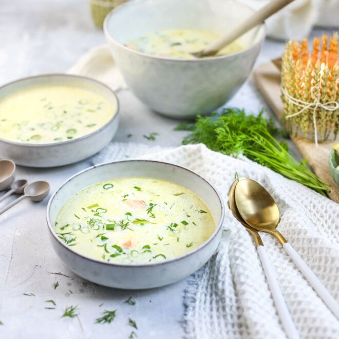 Schwedische Sommersuppe und Ähren Windlichter