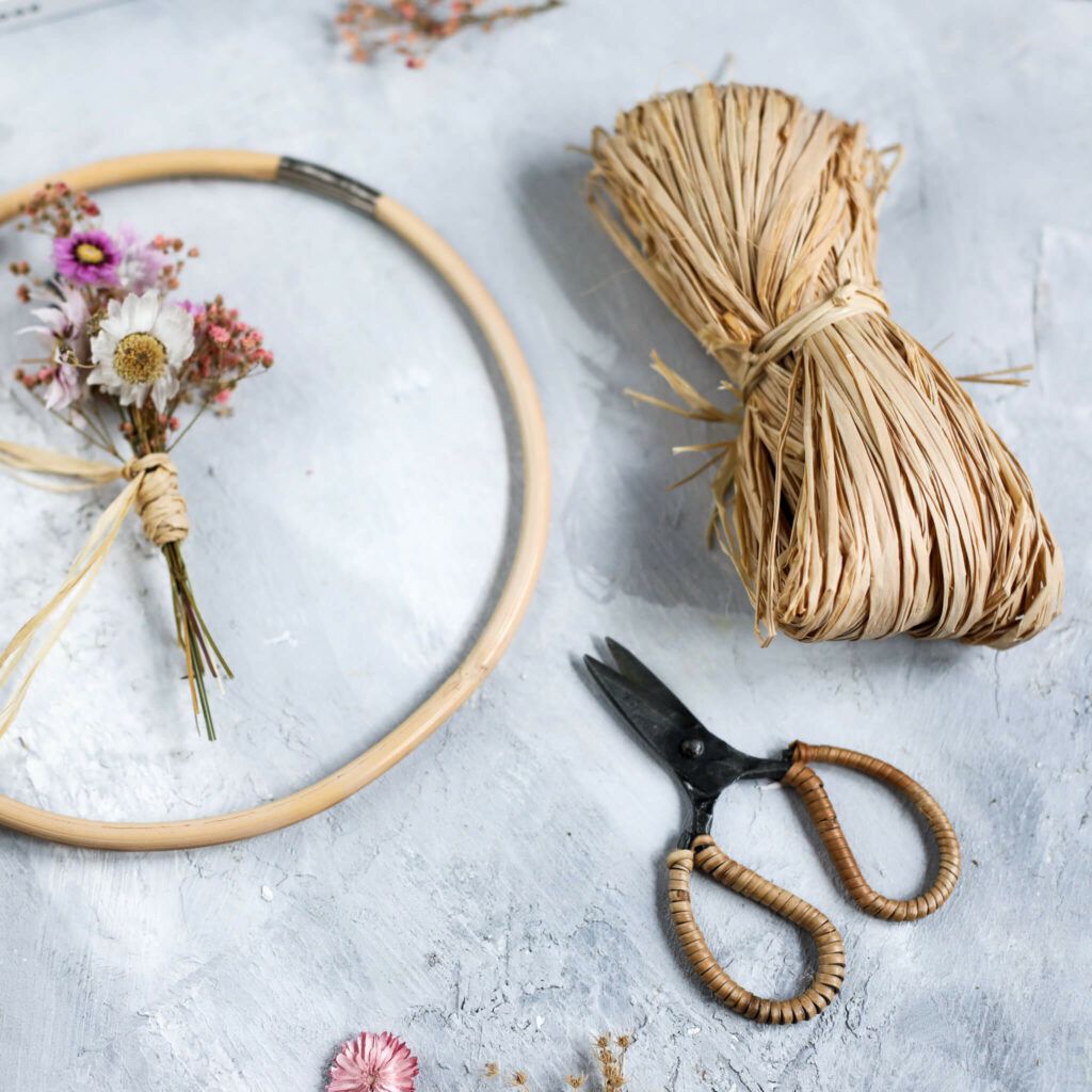 Material für Boho Trockenblumenkranz