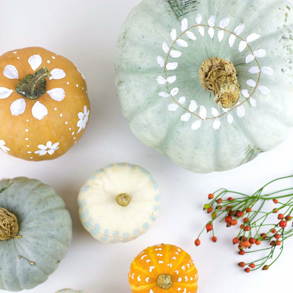 Kürbisse mit Kreidefarbe anmalen