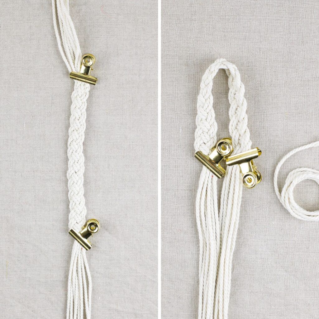 Schlaufe für Makramee Hängekorb zusammenlegen