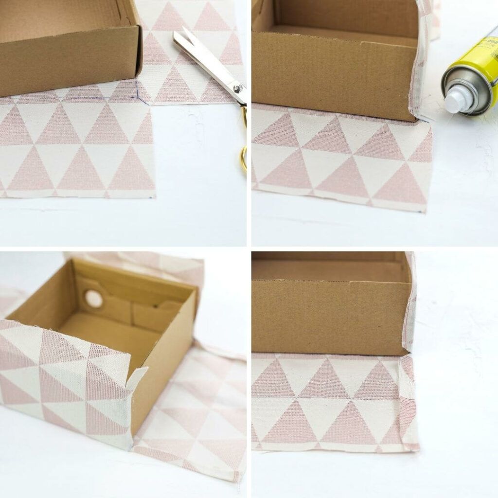 Schuhkarton mit Stoff bekleben