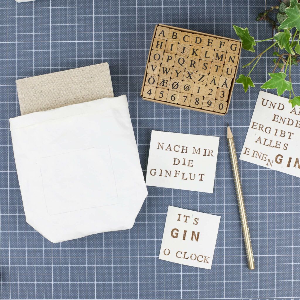 Geschenkbeutel für Flaschen bestempeln