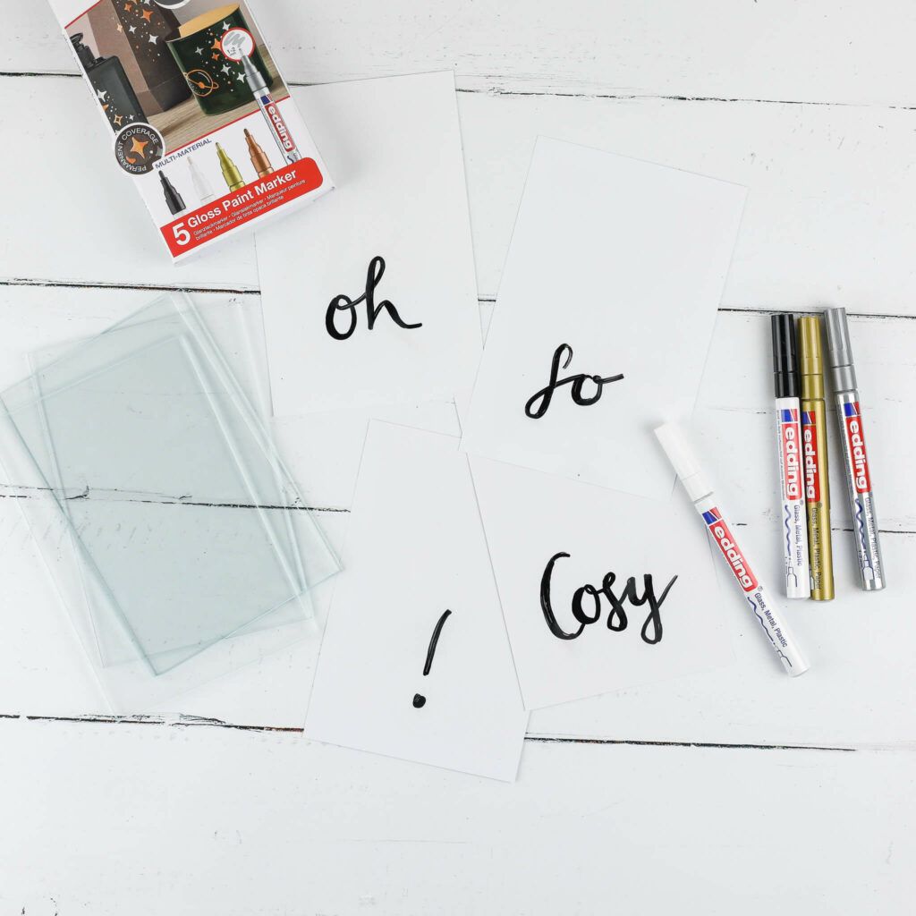 Scheiben von Windlichter mit LAckmarker bemalen mrsgreenhouse