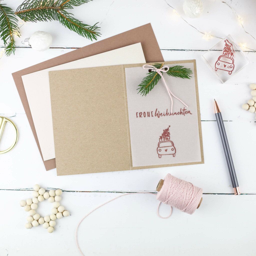 Weihnachtskarte bestempeln