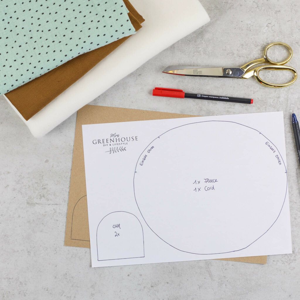 Vorlage für Kirschkernkissen kleiner Bär