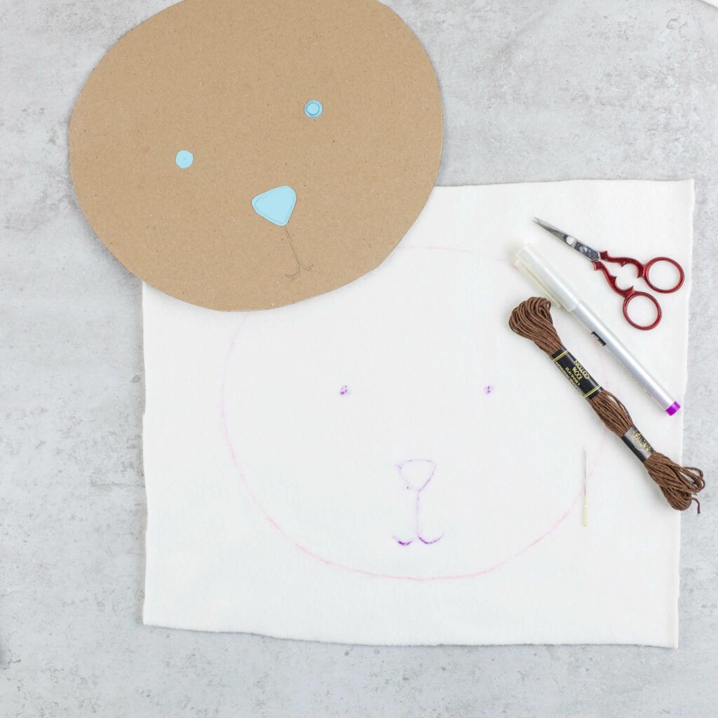 Kirschkernkissen Bär Gesicht aufsticken