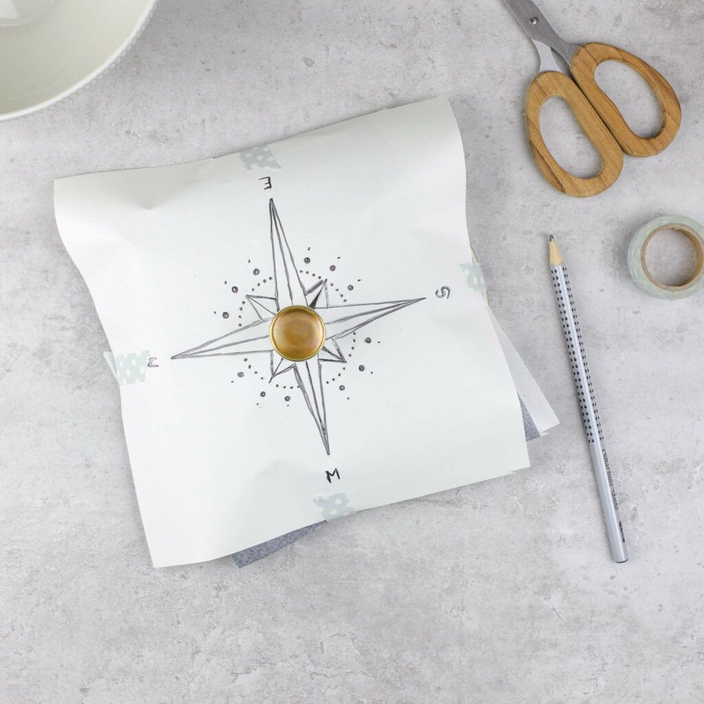 Vorlage auf Deckel fixieren , Porzellan bemalen