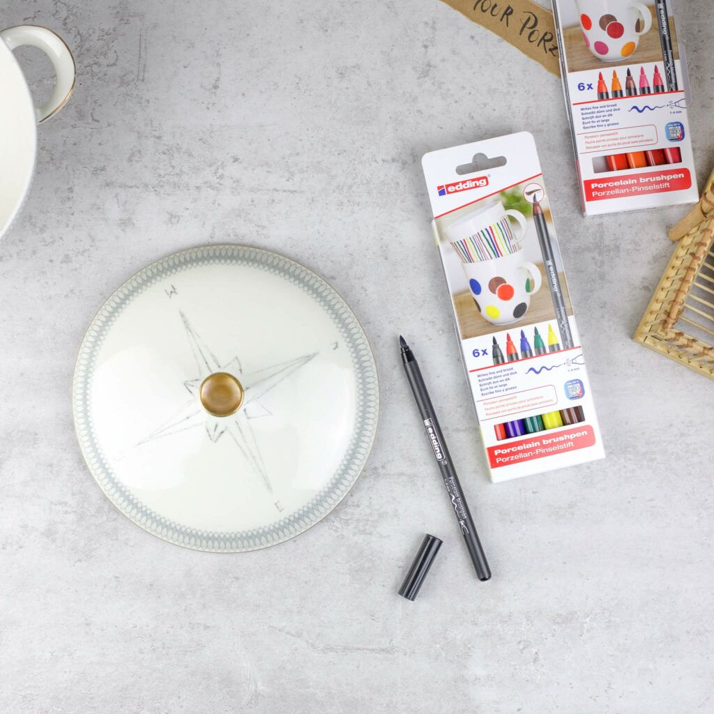 Suppenterrine mit Porzellanstiften bemalen