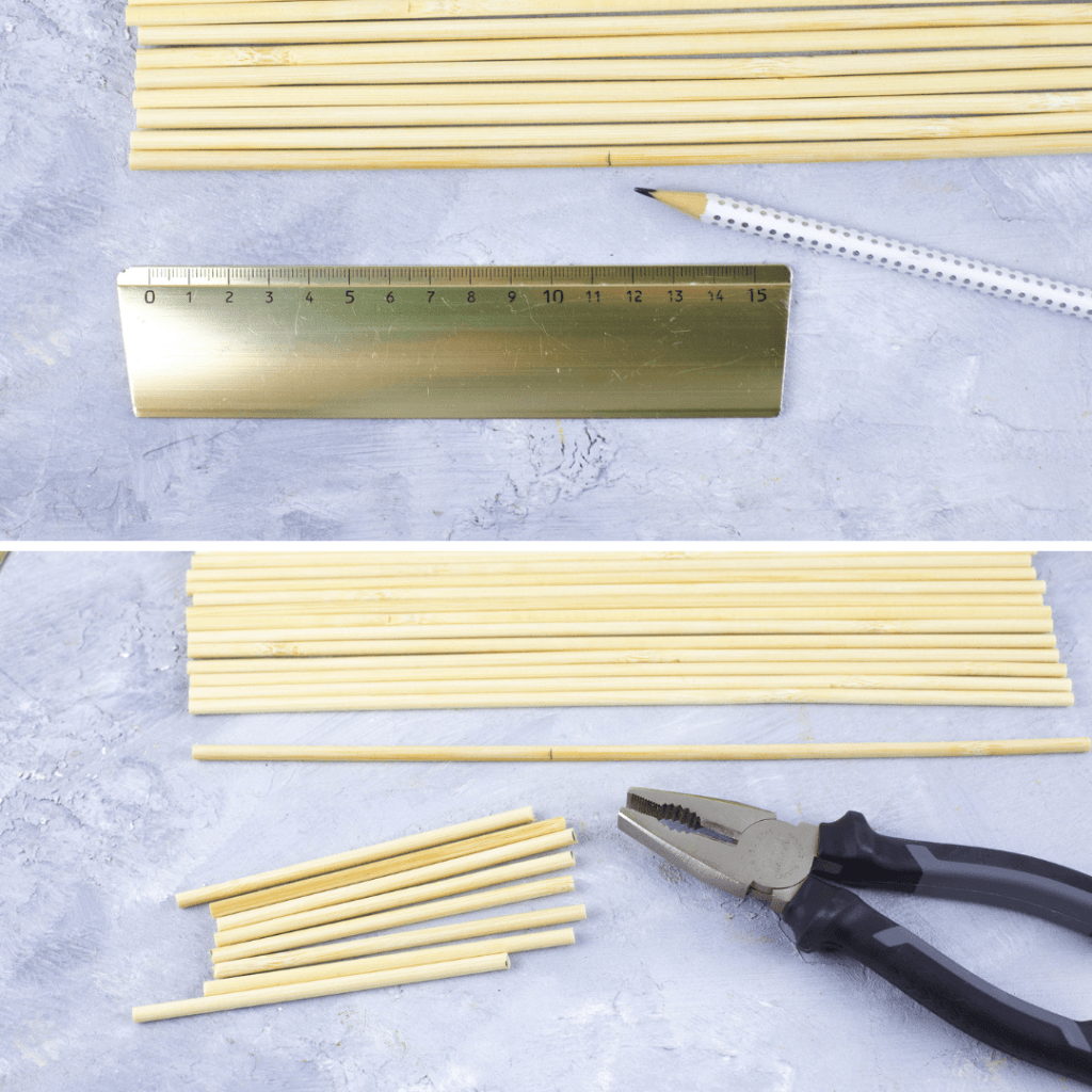 Rundhölzer abmessen und abschneiden