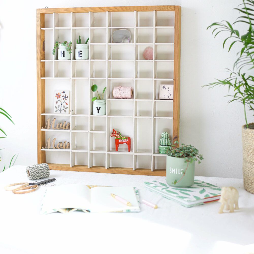 Setzkasten Upcycling und kleine Gläser mit Buchstaben