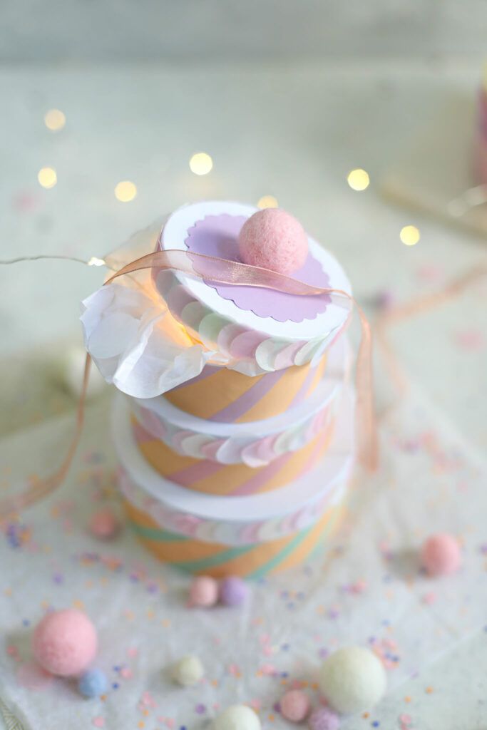 Geburtstagstorten aus Papierschachteln basteln