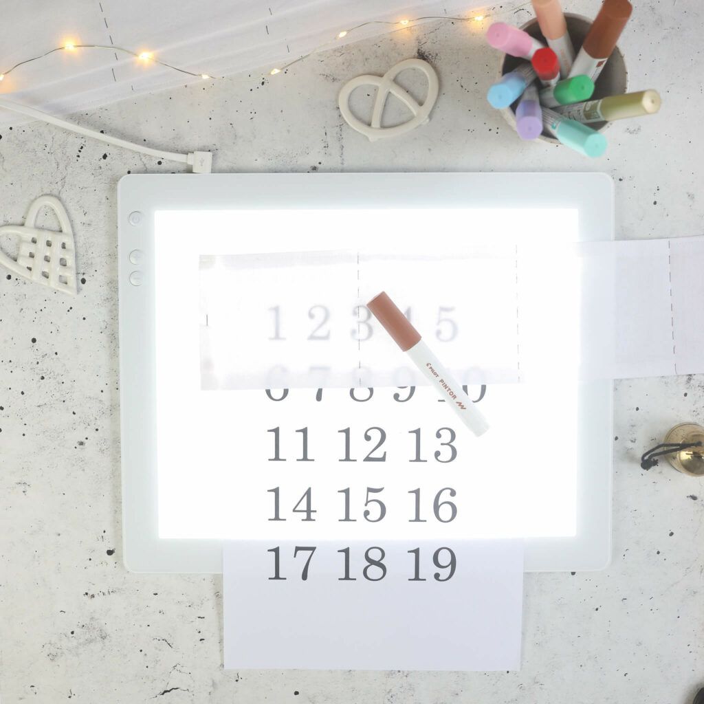 Zahlen für Adventskalender mit Taschen