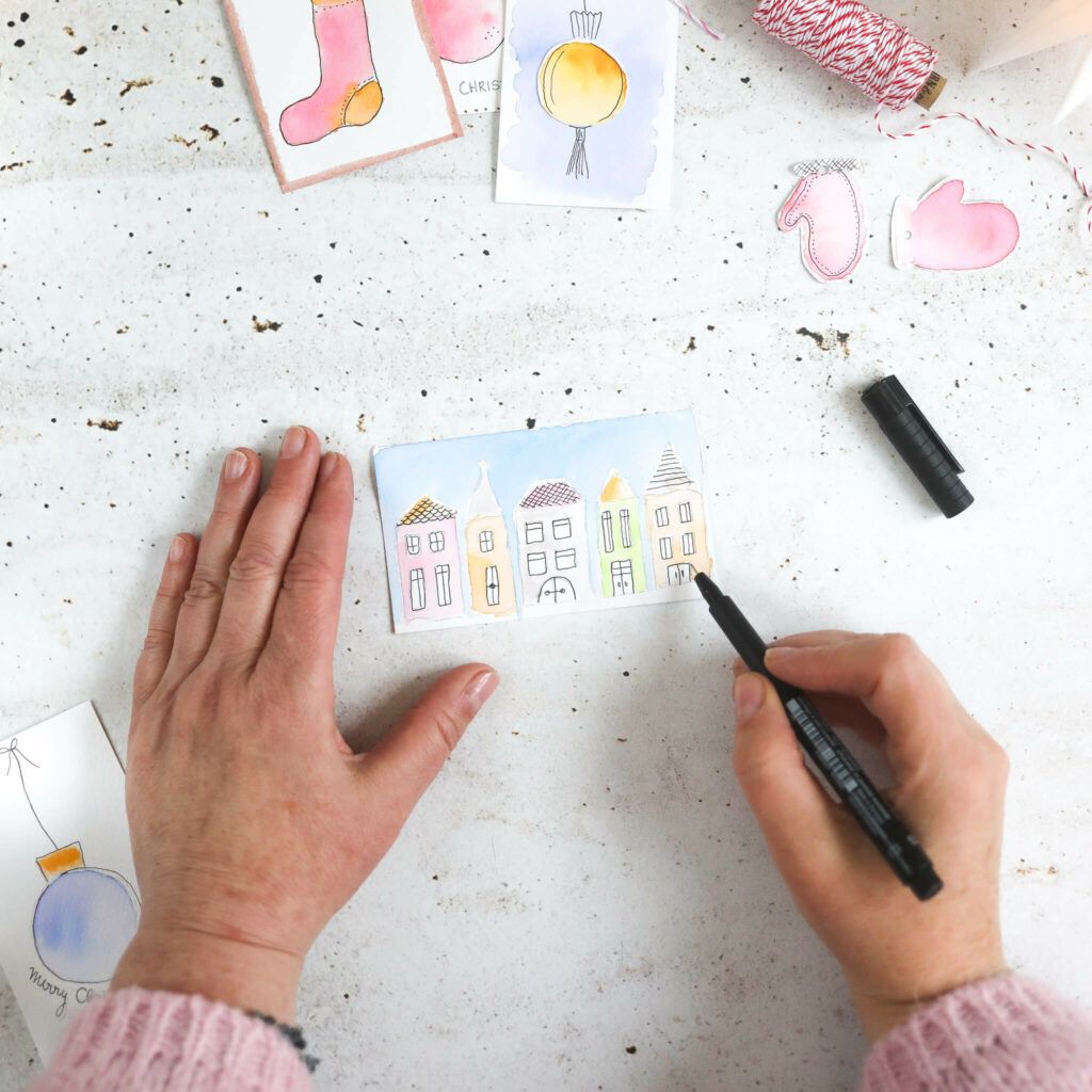 Konturen vom Aquarellbild mit dem Artist Pen nachzeichnen