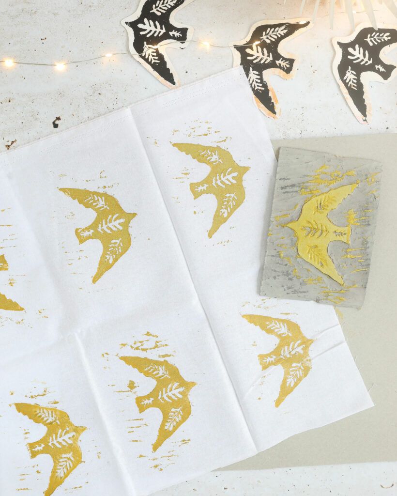 Linoldruck auf Stoff selber machen