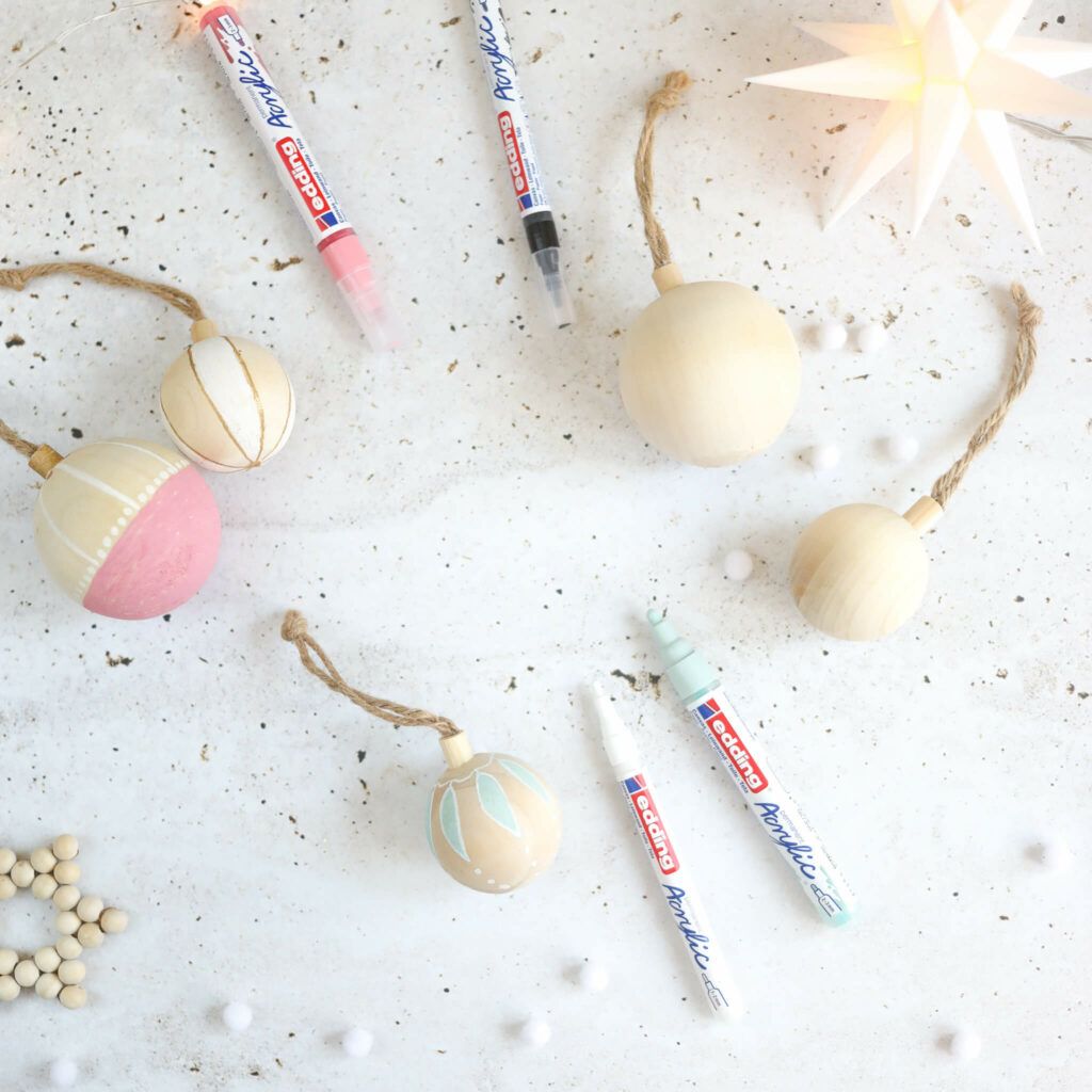 Holzkugeln mit edding Acrylmarkern bemalen