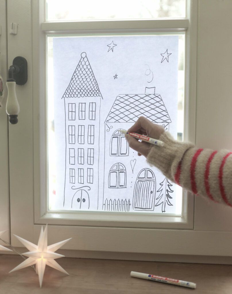 Vorlage für Fensterbilder im Winter erstellen