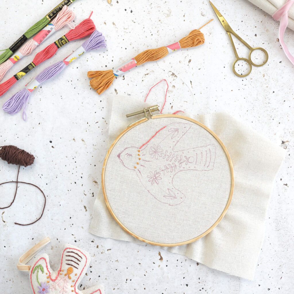 Stoff in Stickrahmen spannen