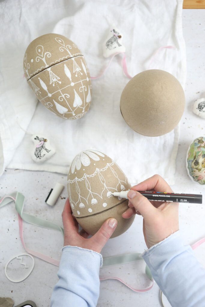 Papp Osterei zum Befallen mit Motiven bemalen