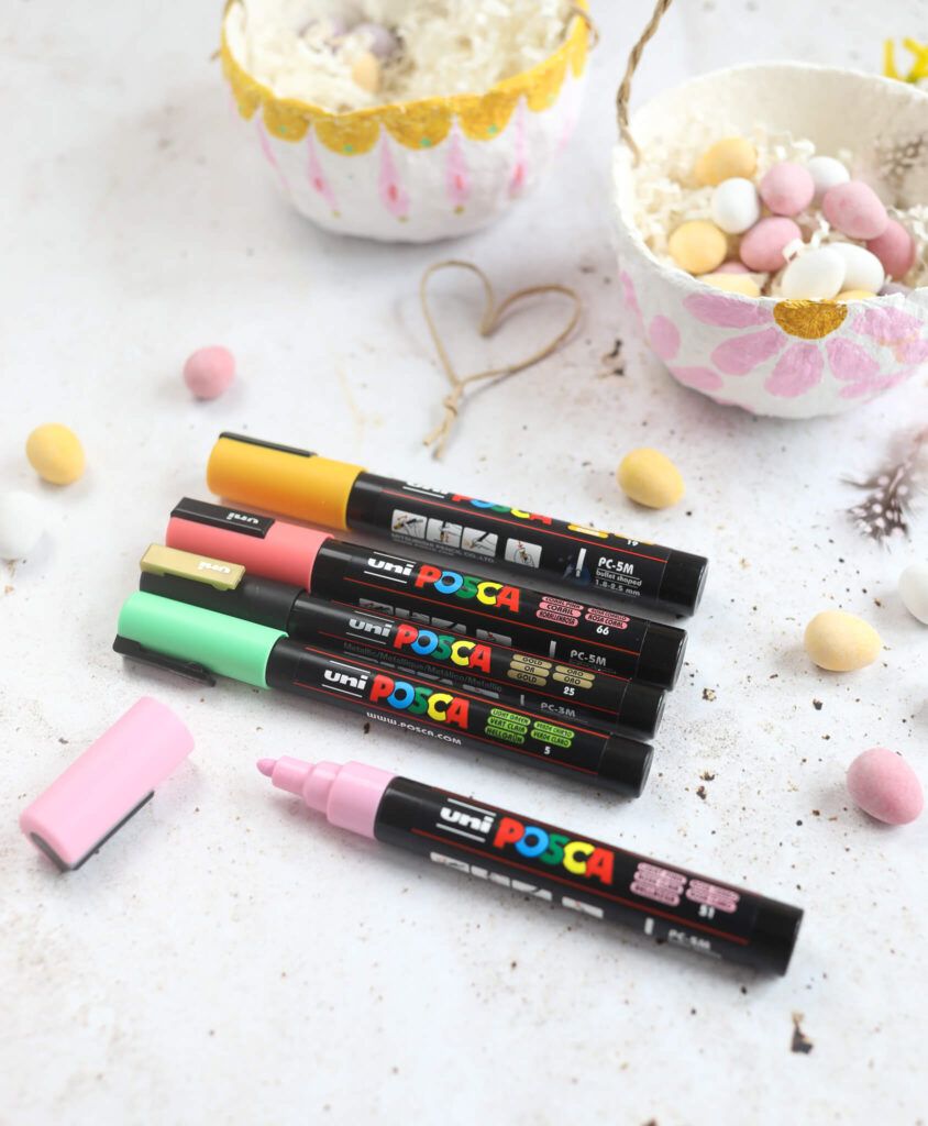 Osterkörbchen aus Pappmaché basteln und kreativ bemalen