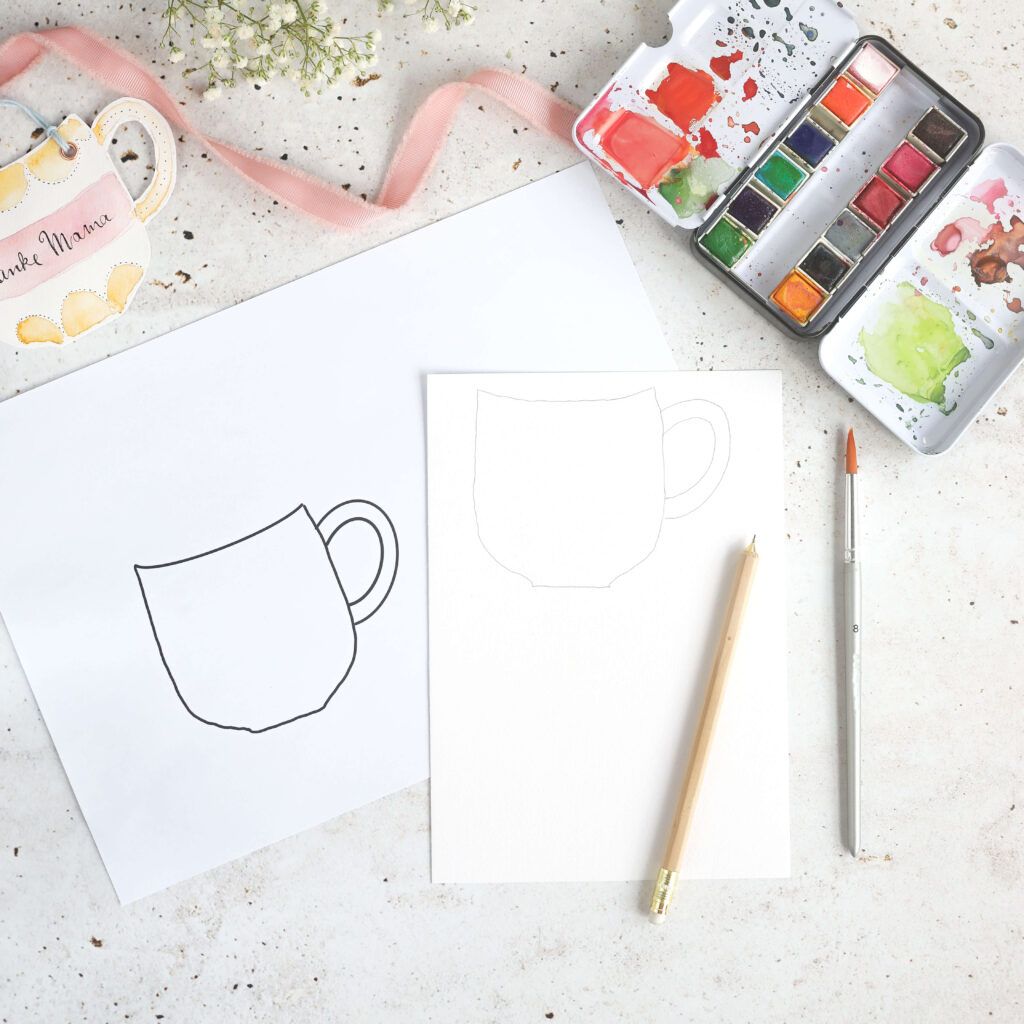 Vorlage Kaffeetasse für Muttertagskarte