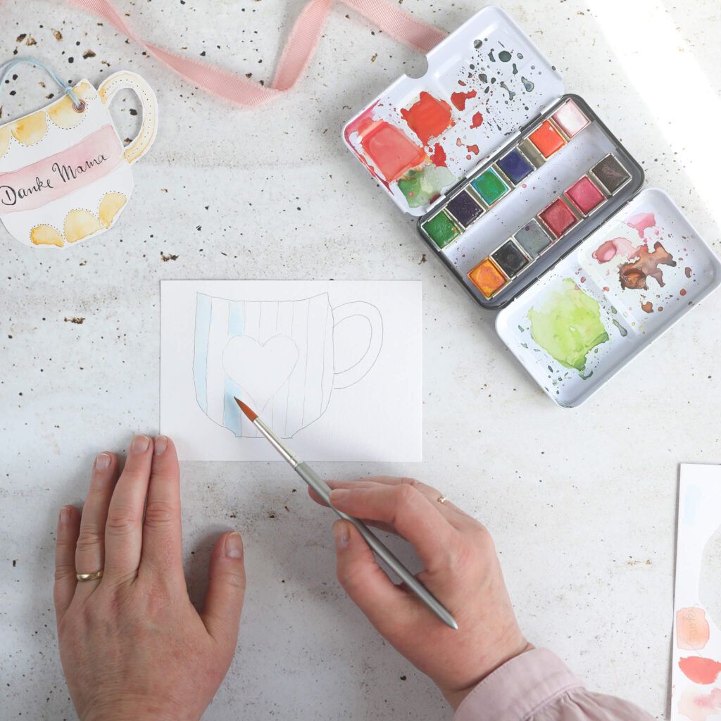 Kaffeetasse Karte aquarellierten