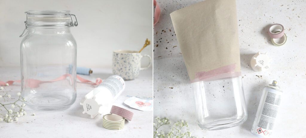 Gutscheinglas mit Sprühlack besprühen