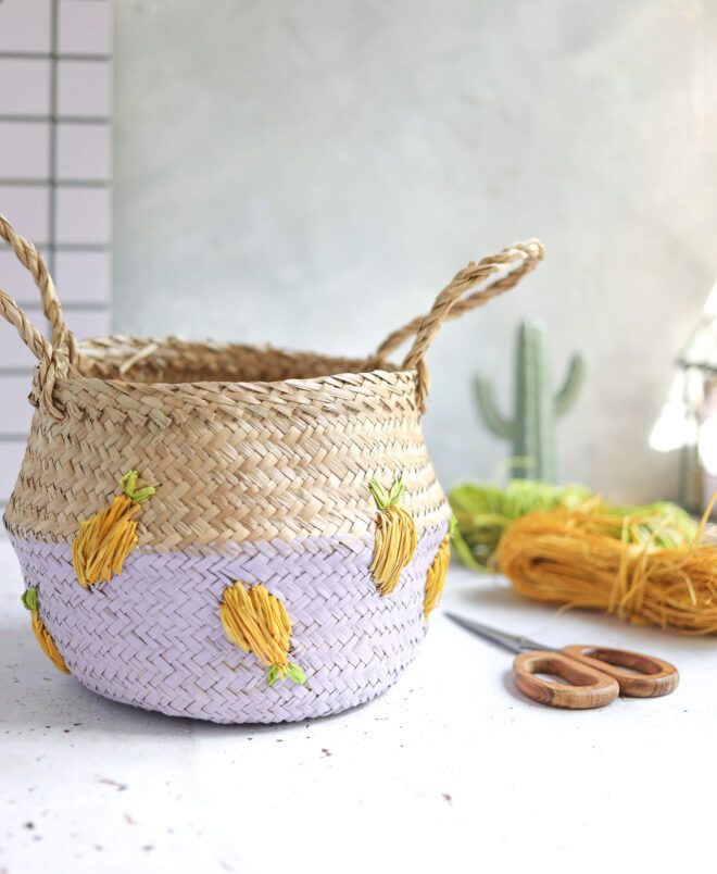 Seegraskorb mit Zitronen besticken