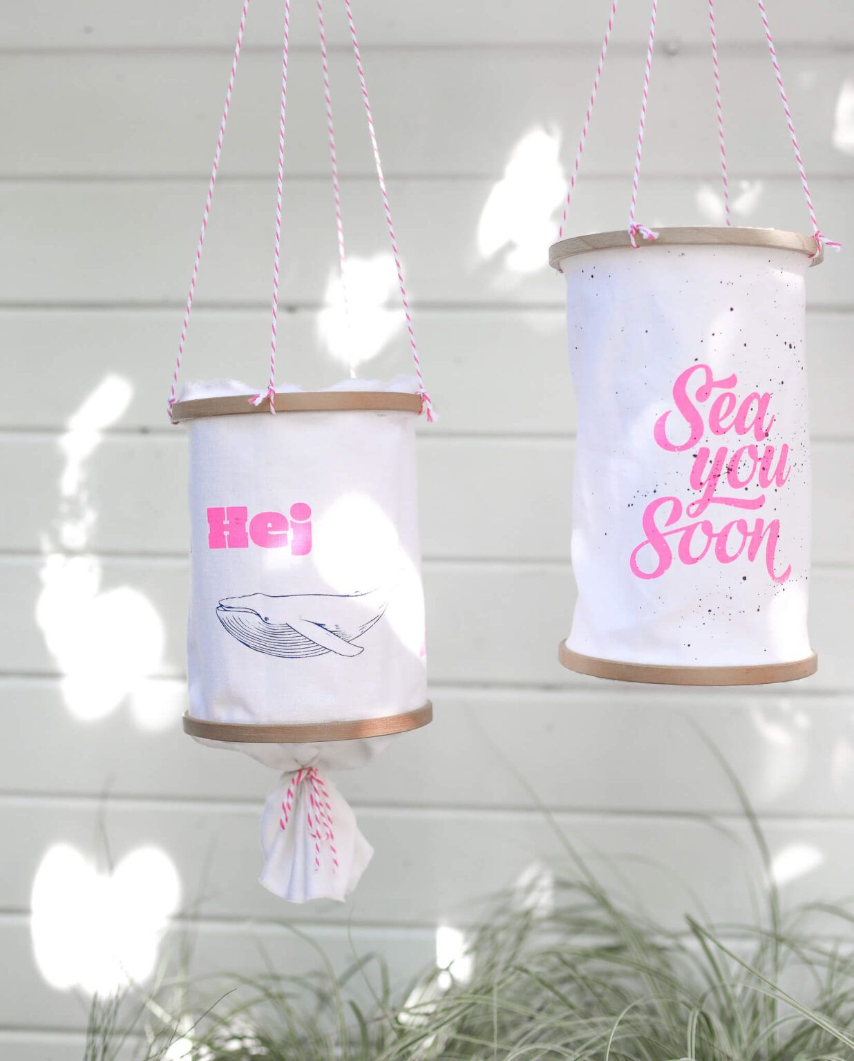 DIY Lampions aus Stoff ohne Nähen mit coolen Siebdruckmotiven