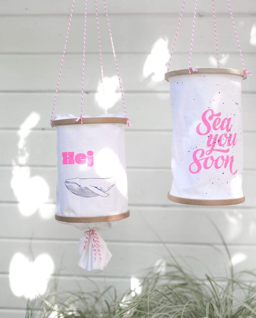 Stoff Lampions mit Siebdruck ein selber basteln ohne Nähen