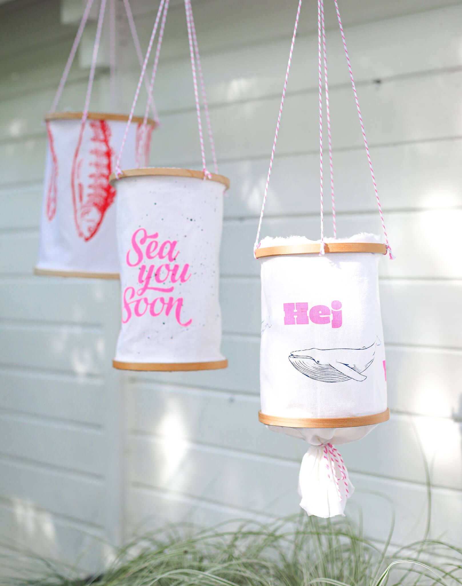 DIY Lampions aus Stoff ohne Nähen mit coolen Siebdruckmotiven